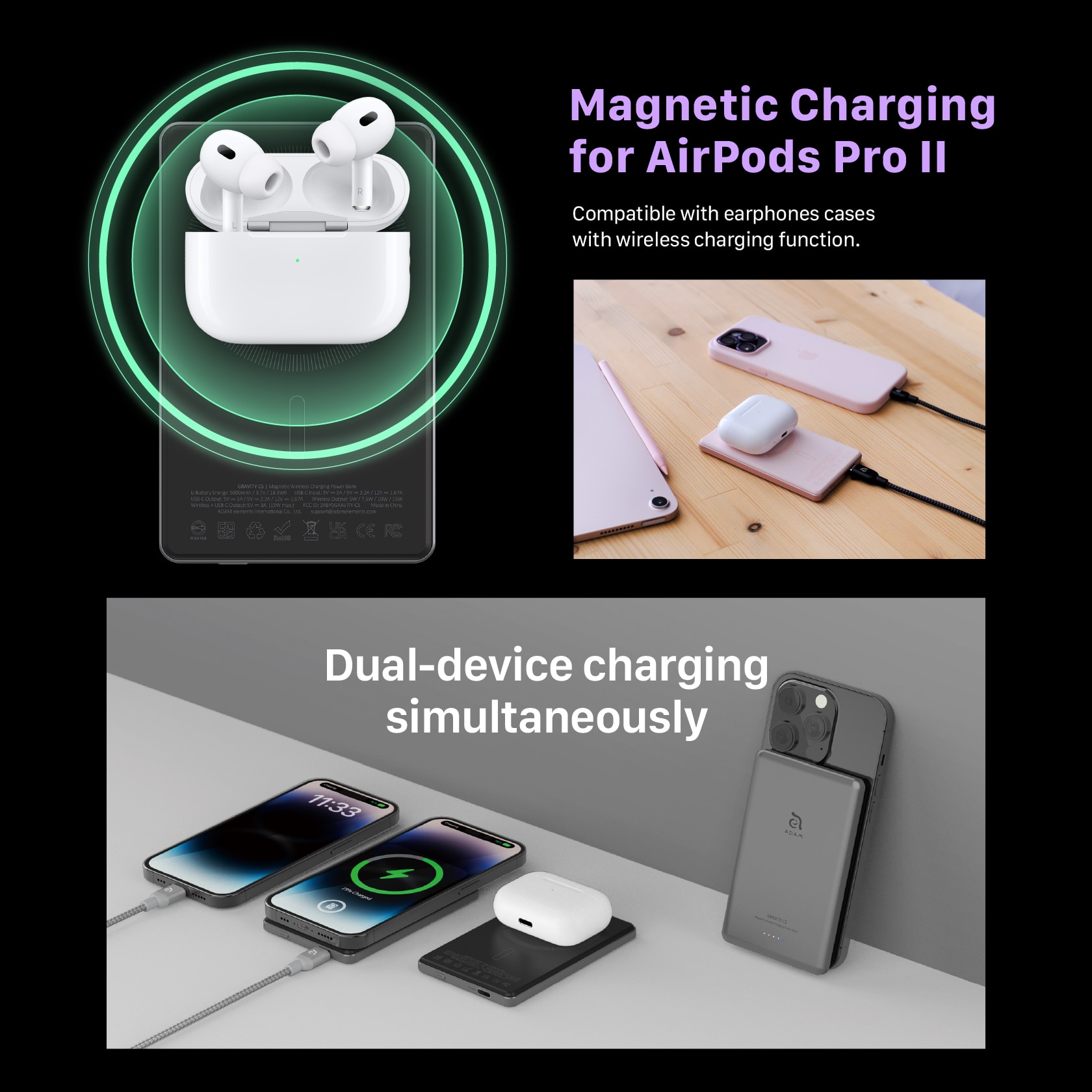 ADAM elements GRAVITY C5 Ultra Slim Magnetic Wireless Charging Power Bank